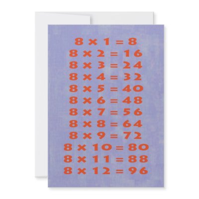 #8 Times Table Collectible Card Personalized Announcements by Photo_mall
