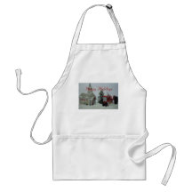 8 toy tractors at christmas apron