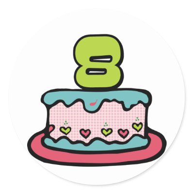 8 Year Old Birthday Cake Stickers by Birthday_Bash