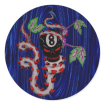 8BALL SKULL ROUND STICKERS