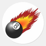 8Ball with flames Round Stickers
