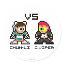 8bit Chun-Li VS C.Viper Round Sticker