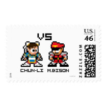 8bit Chun-Li VS M.Bison Postage Stamps