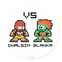 8bit Dhalsim VS Blanka Round Sticker