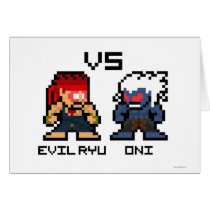 8bit Evil Ryu VS Oni Greeting Card