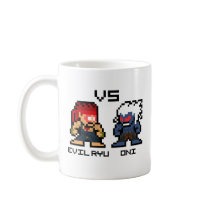 8bit Evil Ryu VS Oni Mugs