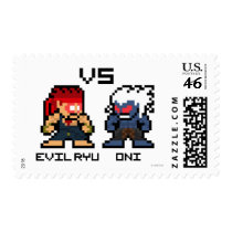 8bit Evil Ryu VS Oni Postage