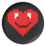 8bit Heart Face Dinner Plate