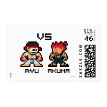 8bit Ryu VS Akuma Postage Stamp