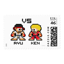 8bit Ryu VS Ken Postage Stamp