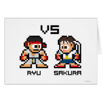 8bit Ryu VS Sakura Greeting Cards