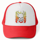 zaz_trucker_hat - Custom Mesh Skull trucker hats featuring skulls by the best artists for truck drivers. You can create a custom skull truckers hat by adding a name or any quote to these high quality mesh hats.: Sizes  Available colors: white_red