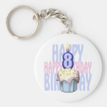 8th Birthday Cupcake Birthday Keychains