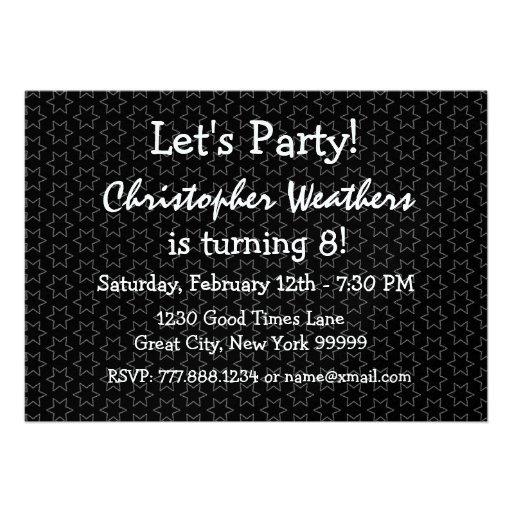8th Birthday Modern For Him Red White Black W1931 Invitations