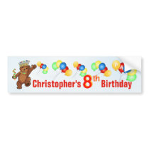 8th Birthday Party Teddy Bear Prince Bumper Sticker