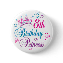 8th Birthday Princess Button