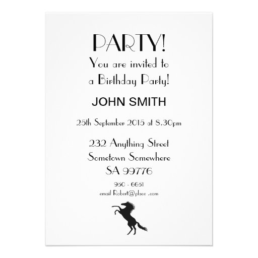 8th birthday Spirit horse party invitation