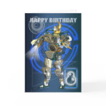 8th Happy Birthday with Robot warrior Cards
