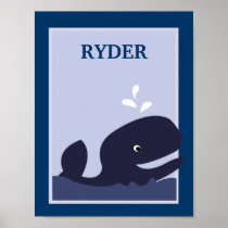 8X10 Ahoy Mate Whale Nautical Nursery Art Print