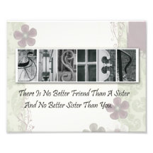 8x10 Alphabet Letter Photograph Sister (Flower)