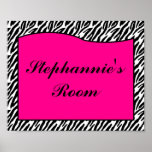 8x10 Name Wall Art Hot Pink Zebra Animal Print