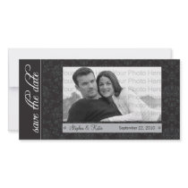 8x4" Baroque Black Save the Date Announcement photo cards