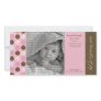 8x4 Birth Announcement Pink and Brown Polka Dots Photo Card