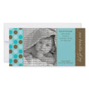 8x4 Birth Announcement Teal and Brown Polka Dots photo cards