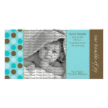 8x4 Birth Announcement Teal and Brown Polka Dots Photo Card