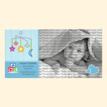8x4 Birth Photo Announcement Blue Hearts photo cards