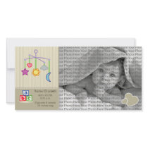 8x4 Birth Photo Announcement Taupe Hearts photo cards