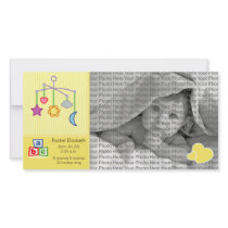 8x4 Birth Photo Announcement Yellow Hearts photo cards