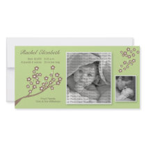 8x4 Branch Design Birth Announcement Green/Brown photo cards by BeezKneez 8x4 Branch Design Birth Announcement Green/Brown photo cards