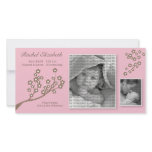 8x4 Branch Design Birth Announcement Pink/Brown Picture Card