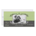 8x4" Chic Deco Green Save the Date Announcement photo cards by TheWeddingShoppe 8x4" Chic Deco Green Save the Date Announcement photo cards