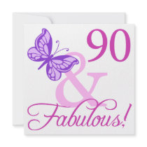 90 And Fabulous Birthday Gifts (Plum) Personalized Invites