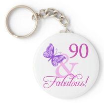 90 And Fabulous Birthday Gifts (Plum) Keychain