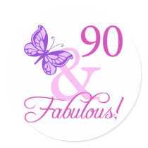 90 And Fabulous Birthday Gifts (Plum) Sticker