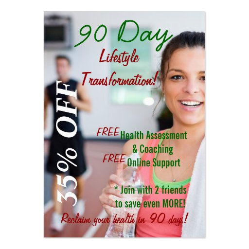 90 Day Lifestyle Transformation 2 Business Card Template (front side)