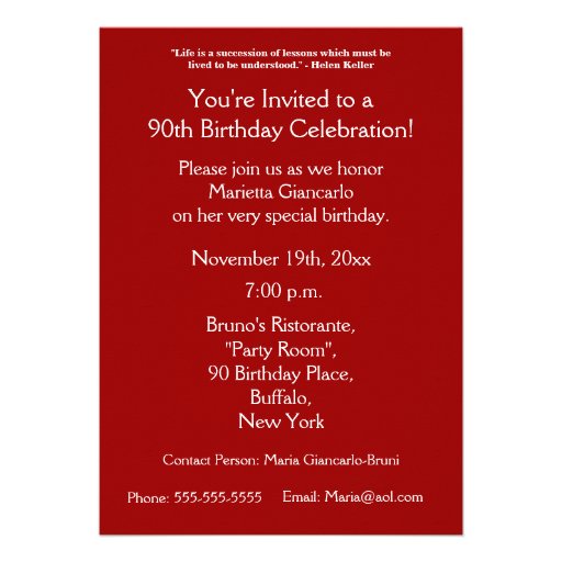 90 Glorious Years!-Birthday Celebration Personalized Announcement