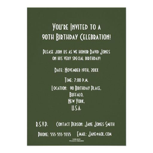 90 Memorable Years/Landscape-Birthday/Male Personalized Invitations