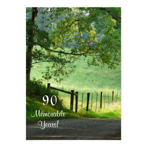 90 Memorable Years/Landscape-Birthday/Male Personalized Invitations (front side)