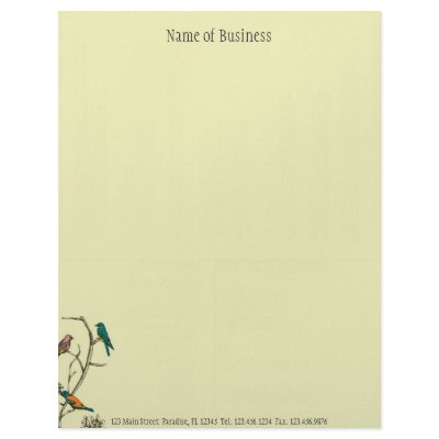 $.90 Three Birds Talking Letterhead Business Work by galleriaofart