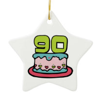90 Year Old Birthday Cake Christmas Ornament