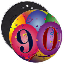 90 years!  Birthday balloon button - Customized