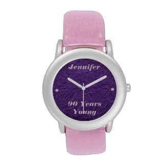 90 Years Young Watch, Purple Dolls, Pink Glitter