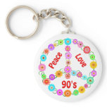 90s Peace Love Key Chain