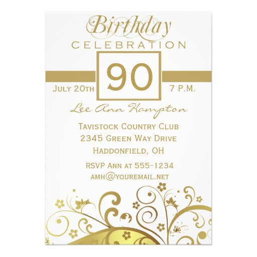 90th - 99th Birthday Party Invitations (front side)