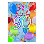 90th Birthday - Balloon Birthday Card - Happy Birt