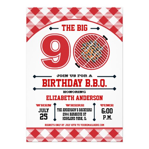 90th Birthday Barbecue Invitation (front side)